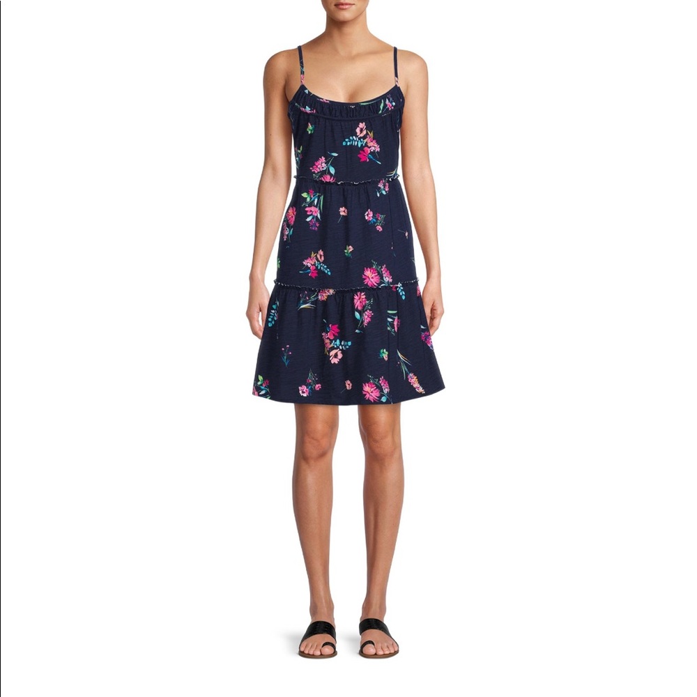 Tiered tank dress - navy floral
